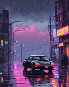 Tokyo Neon Street Pixel Art Wallpaper